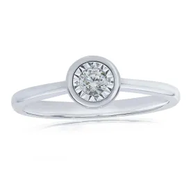 0.17ct Illusion Set Round Brilliant Cut Diamond Solitaire 9ct White Gold Ring