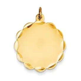 .018 Gauge Engravable Scalloped Disc Charm in 14k Gold