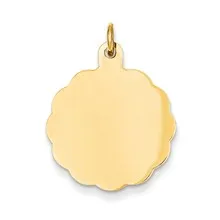 .027 Gauge Engravable Scalloped Disc Charm in 14k Gold