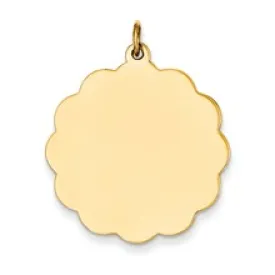 .035 Gauge Engravable Scalloped Disc Charm in 14k Gold