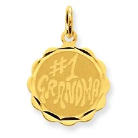 #1 Grandma Disc Charm in 14k Gold