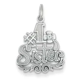 #1 Sister Charm in 14k White Gold