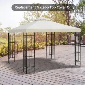 10x10 ft Square 2-Tier Water-resistant Replacement Gazebo Canopy Cover Top- Cream White