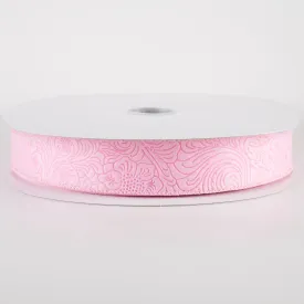 1.5" Embossed Flower Breeze Ribbon: Pink (50 Yards)