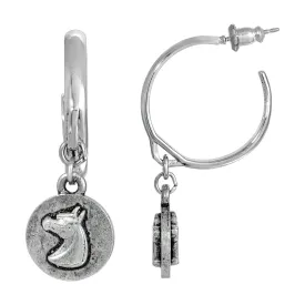 1928 Jewelry&reg; Silver Tone Hoop Horse Head Drop Earrings