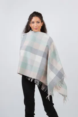 5 Square Check Cashmere Stole - Brume