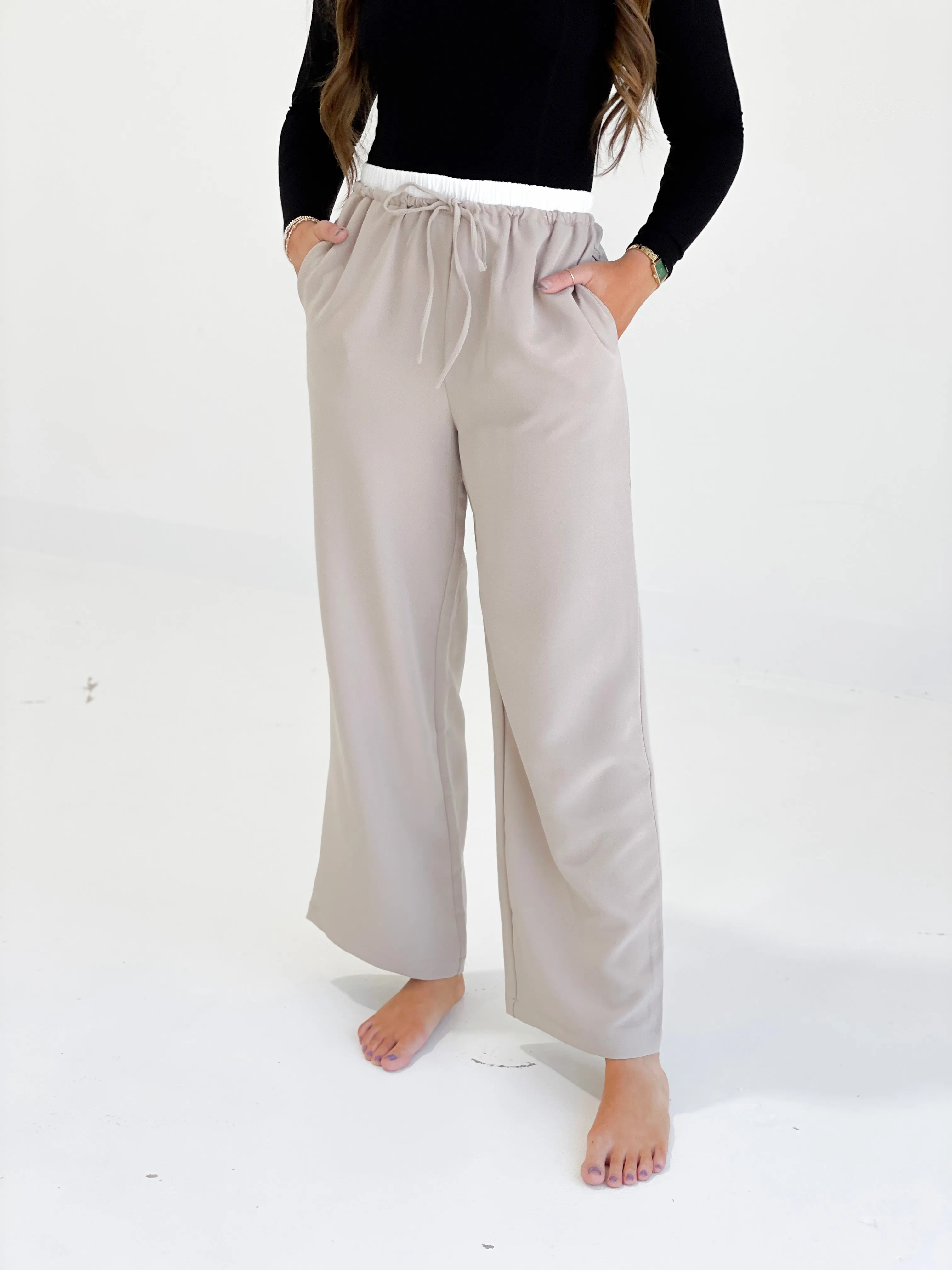 Ali Boxer Straight Pants - Light Taupe