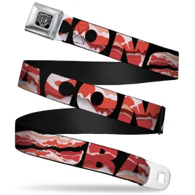 BD Wings Logo CLOSE-UP Full Color Black Silver Seatbelt Belt - Bacon w/Text1 Webbing