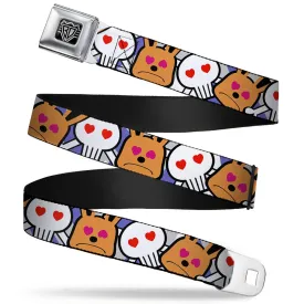 BD Wings Logo CLOSE-UP Full Color Black Silver Seatbelt Belt - BD Cartoon CLOSE-UP Webbing