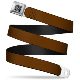 BD Wings Logo CLOSE-UP Full Color Black Silver Seatbelt Belt - Brown Webbing