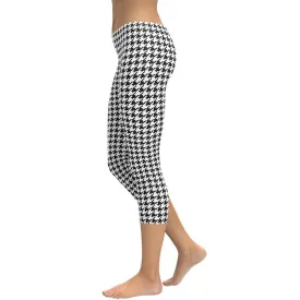 Black & White Houndstooth Print Capris