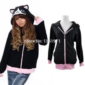 Black Cat Animal Theme Hoodie