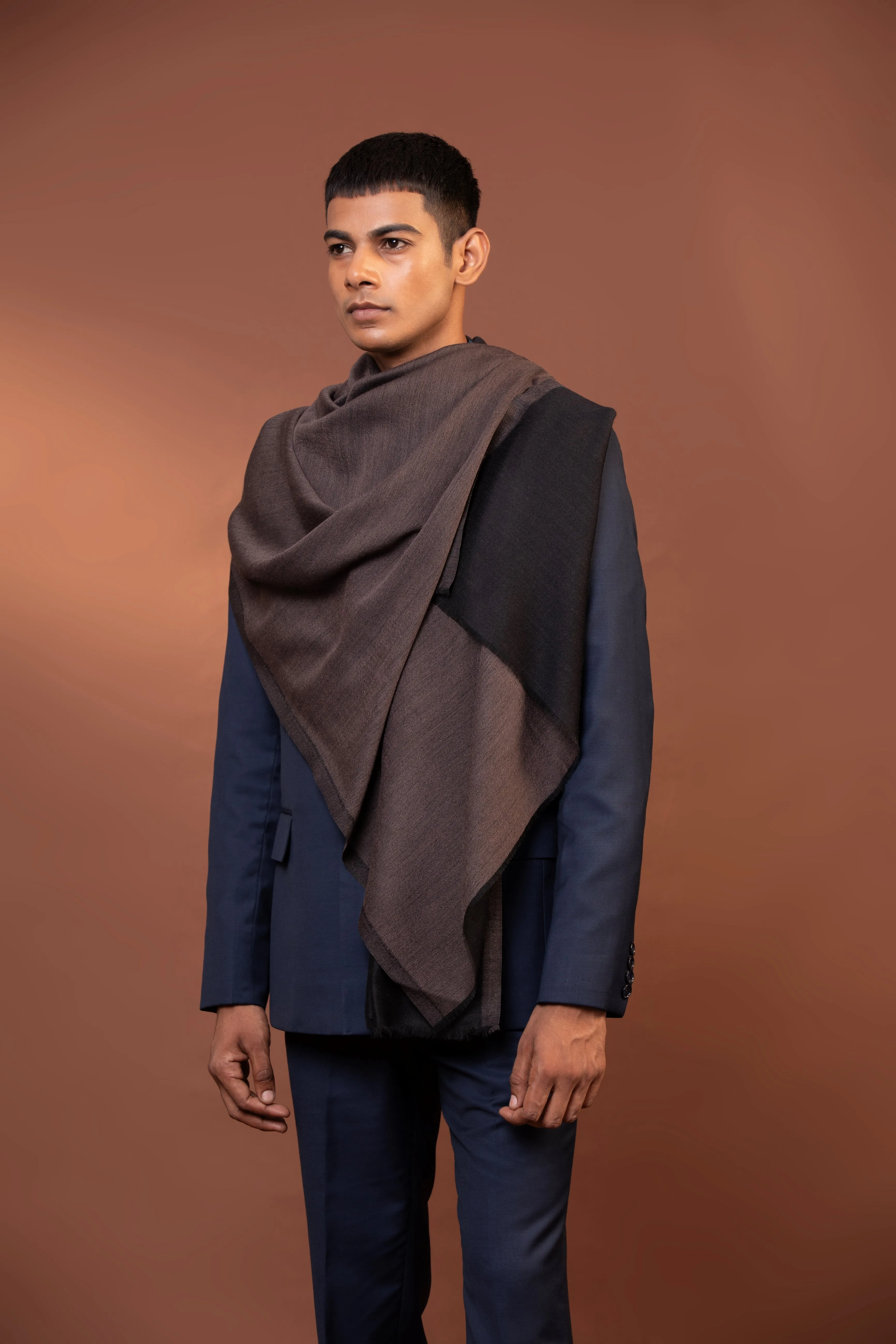 Brown Ethnic Woolen Shawl for Men with Woven Design and Classic Appeal