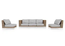 Brown Wicker Outdoor Sofa with Armless Chairs - 5 Seat (Outer Certified)