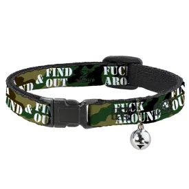 Cat Collar Breakaway - FAFO FUCK AROUND & FIND OUT Stencil Camo White by Buckle-Down