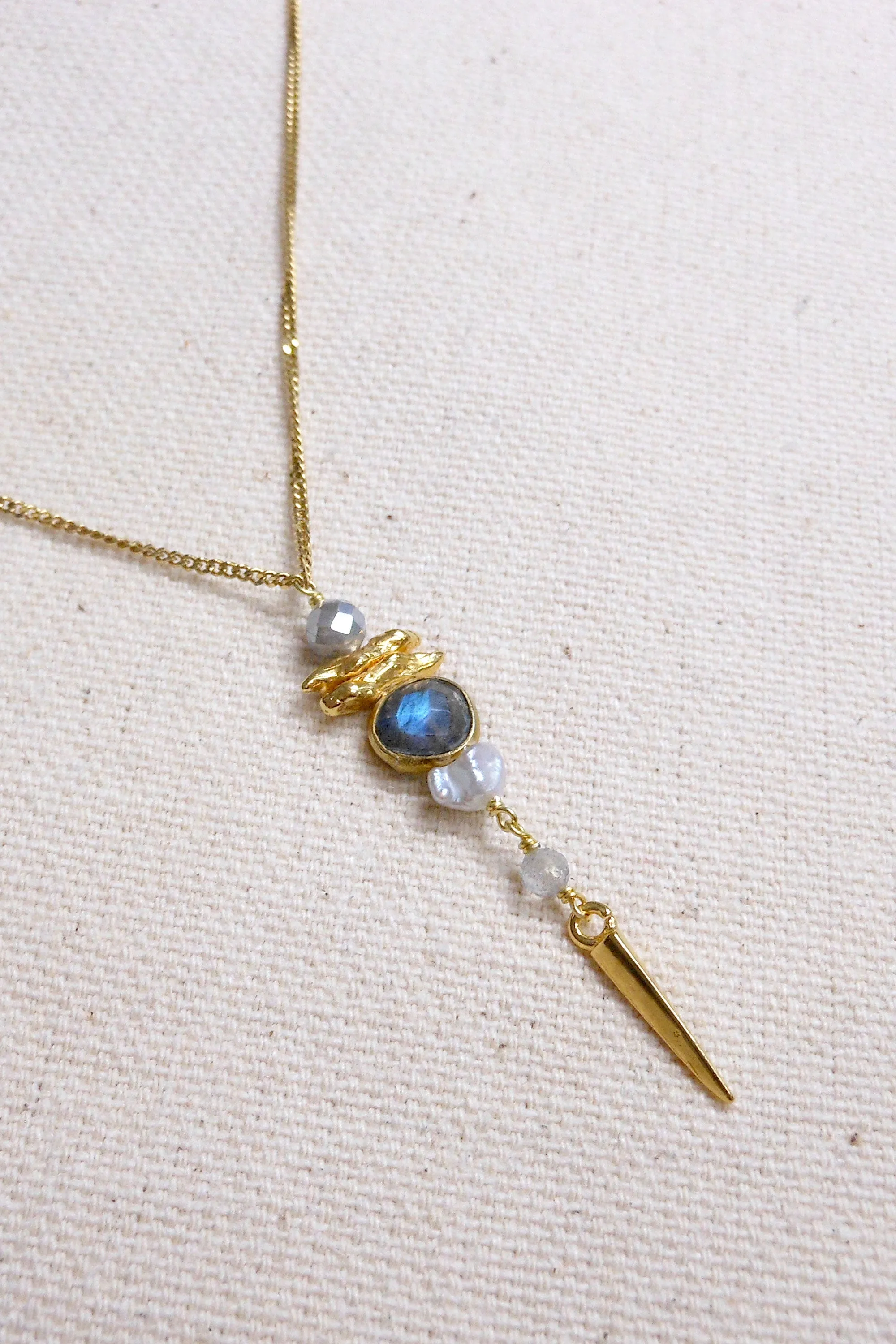 Chan Luu Aquamarine Gold Meso Necklace