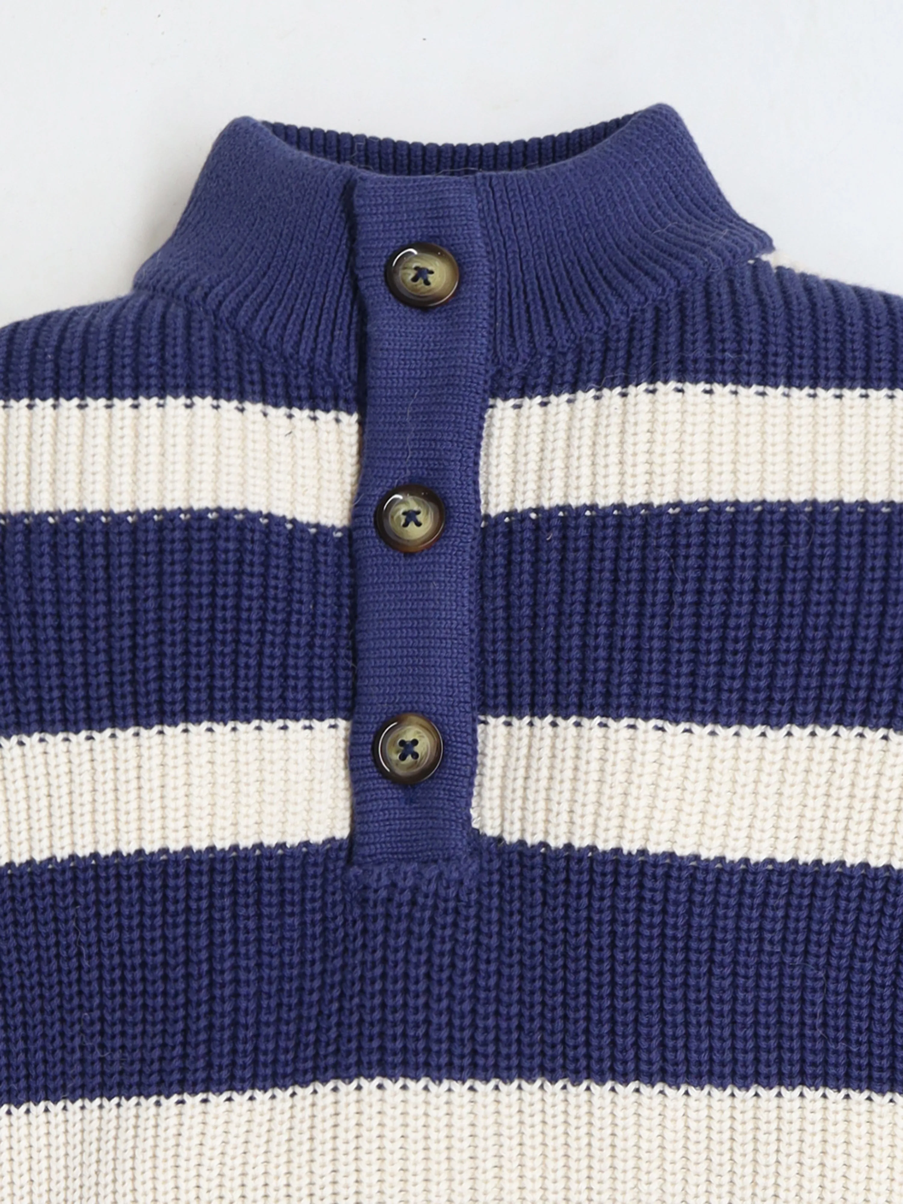 Cherry Crumble Unisex Navy Blue & off White Striped Sweater