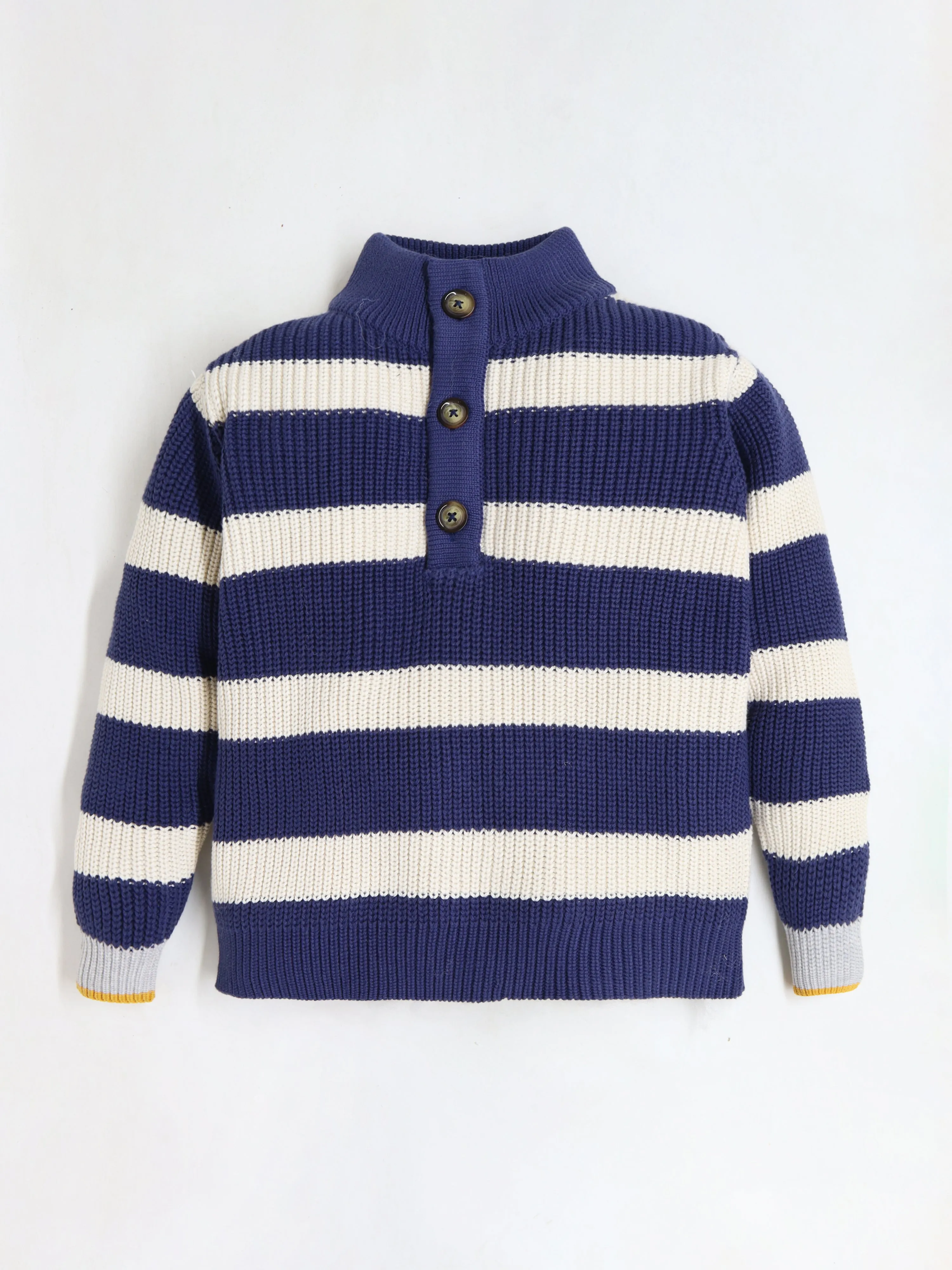 Cherry Crumble Unisex Navy Blue & off White Striped Sweater