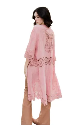 Crochet Open Patch Longline Kimono