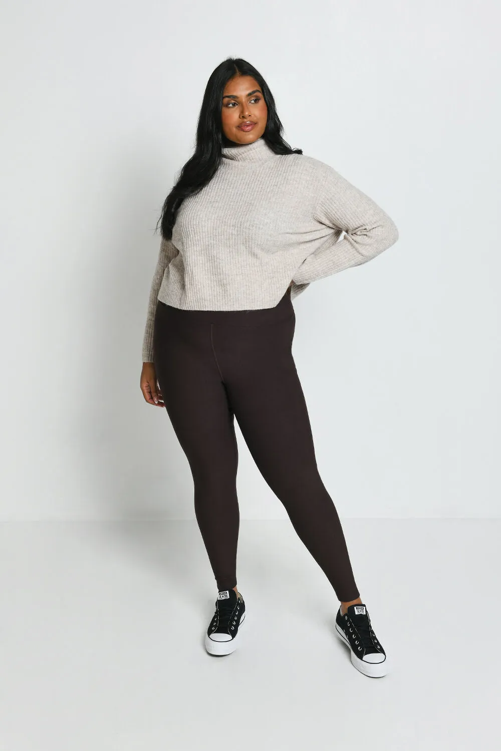 Curve Winter Everyday High Waisted Leggings - Espresso Brown