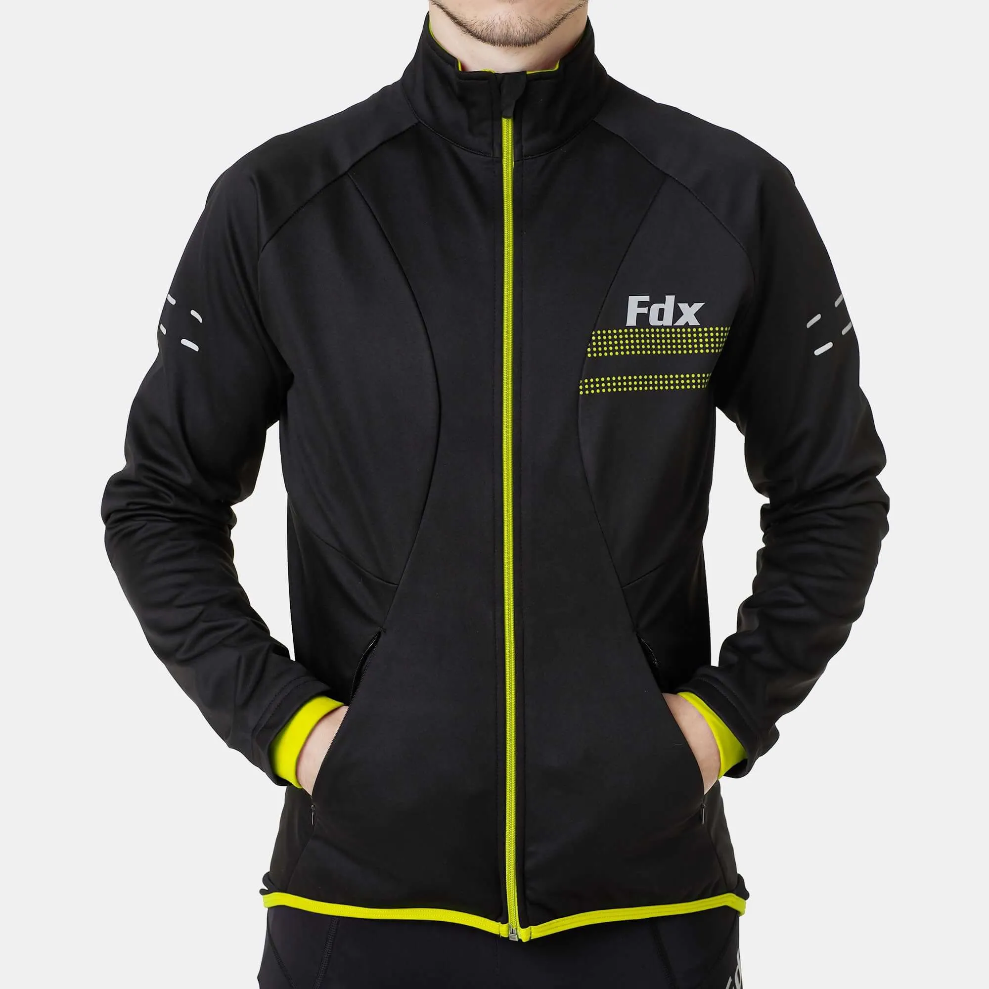 Fdx Arch Softshell Men's & Boy's Fluorescent Yellow Windproof & Water Resistant Cycling Jacket