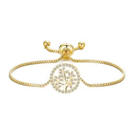 Gold Plated Tree of Life Bracelet Created with Zircondia® Crystals