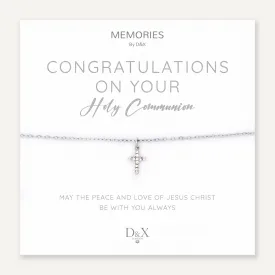 Memories: "CONGRATULATIONS ON YOUR HOLY COMMUNION" | Cross Bracelet | White Gold-Plated