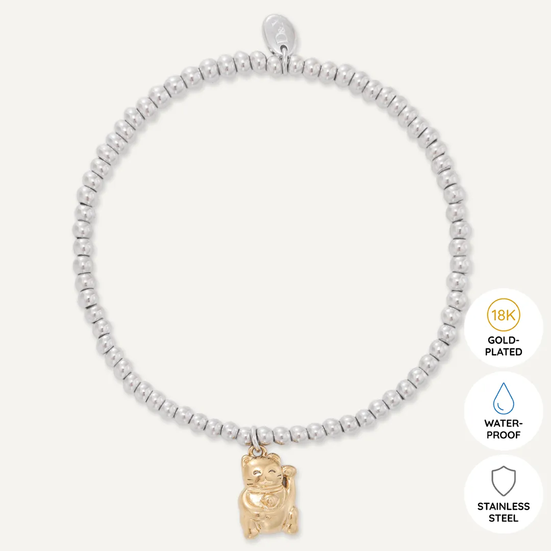 Memories: "GONG XI FA CAI" | Chinese New Year Bracelet | White Gold & 18K Gold-Plated