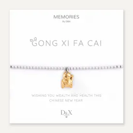 Memories: "GONG XI FA CAI" | Chinese New Year Bracelet | White Gold & 18K Gold-Plated