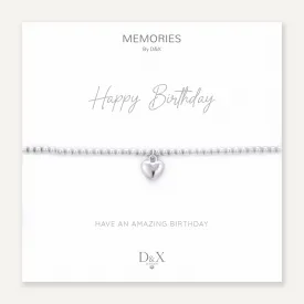 Memories: "HAPPY BIRTHDAY" | Heart Bracelet | White Gold-Plated