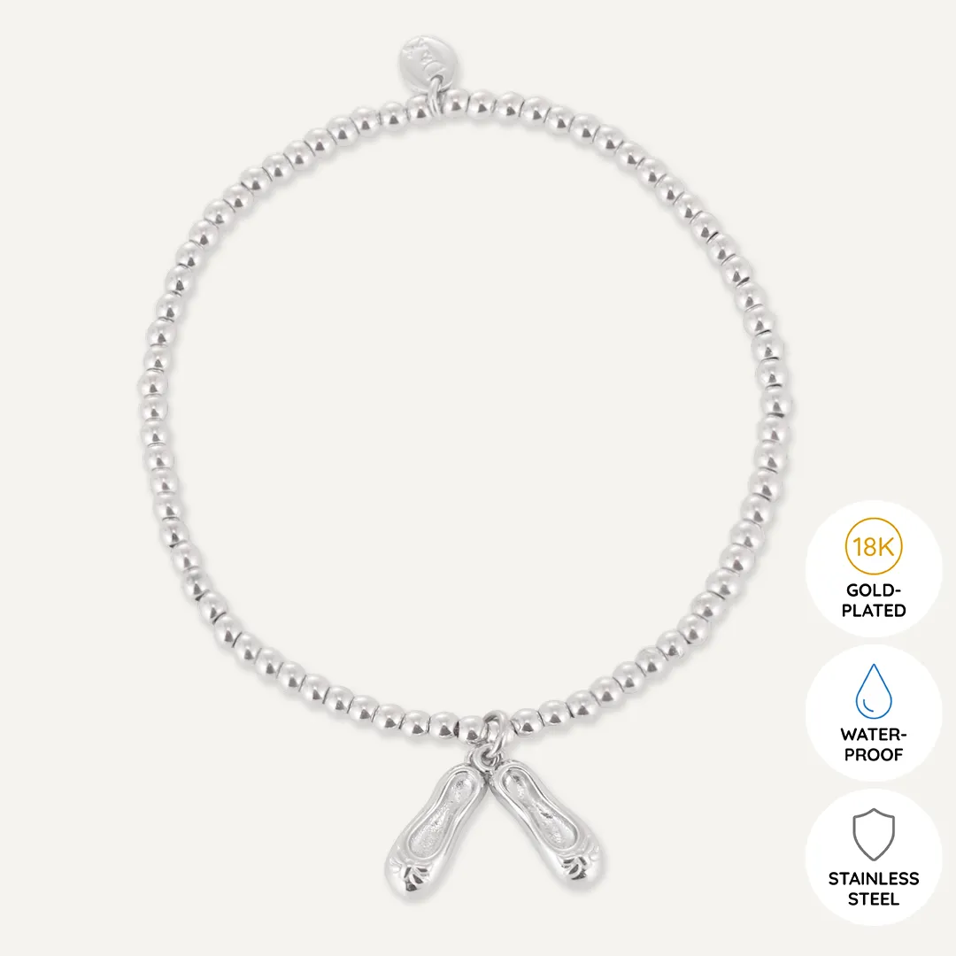 Memories: "ON POINTE" | Ballet Shoes Bracelet | White Gold-Plated