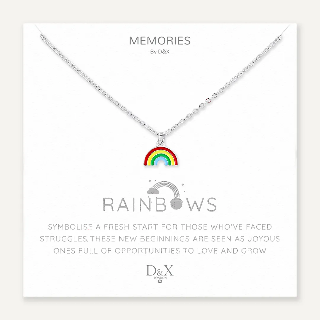 Memories: "RAINBOWS" | Rainbow Necklace | White Gold-Plated | Multi-Colour