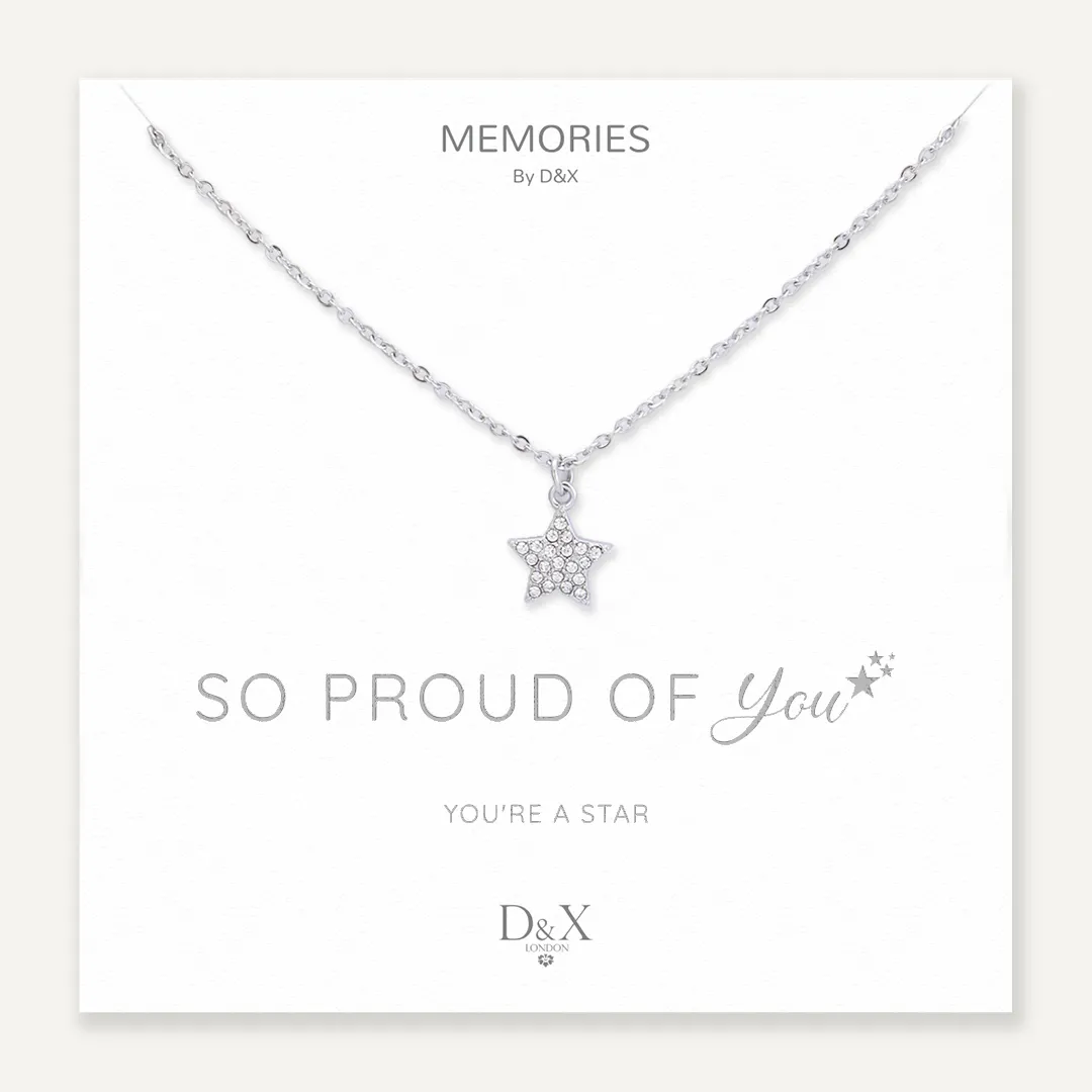 Memories: "SO PROUD OF YOU" | Star Necklace | White Gold-Plated