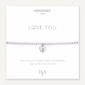 Memories: "THANK YOU" | Heart Bracelet | White Gold-Plated