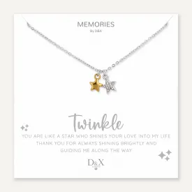 Memories: "TWINKLE" | Duo Star Necklace | White Gold & 18K Gold-Plated