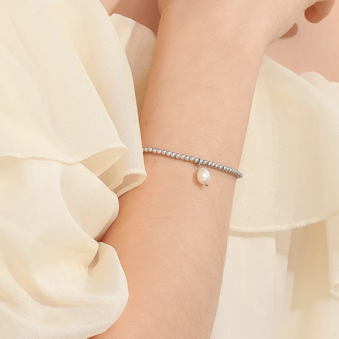 Memories: "YOU'RE SIMPLY PEARL-FECT" | Pearl Bracelet | White Gold-Plated