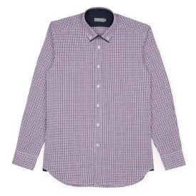 Mens Red and Blue Double Collar Check Shirt