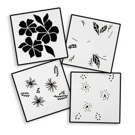 "Inky Blooms" Craft Buddy Premium Embossing Layering Stencils