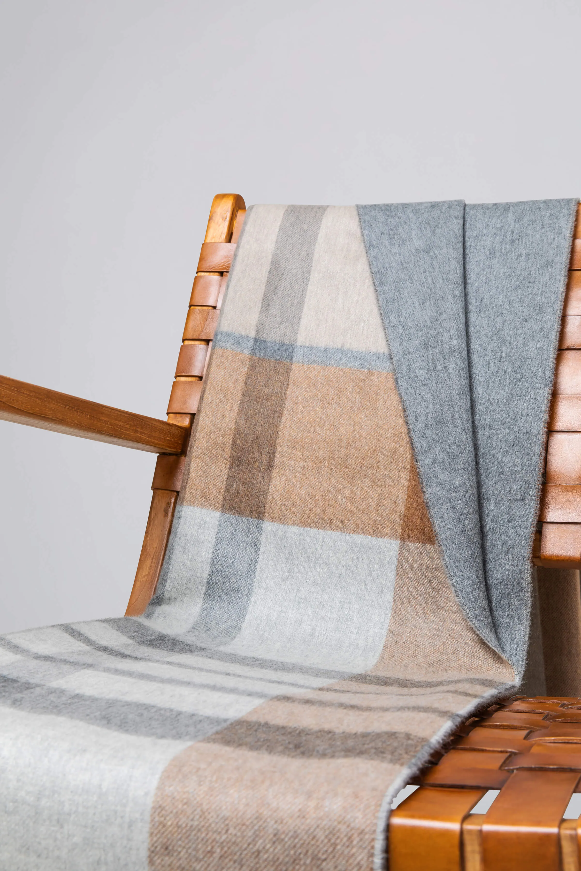 Reversible Cashmere Check Throw