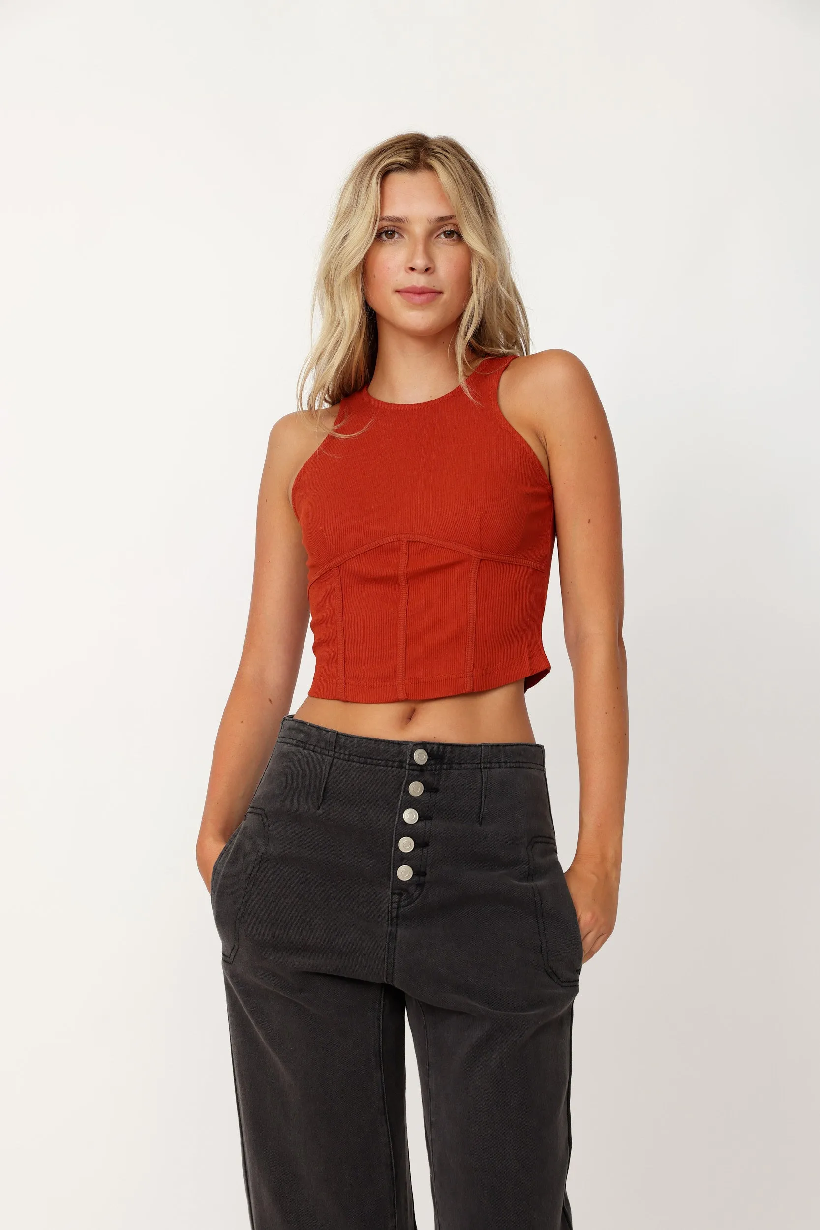 SALE - Perla Ribbed Cropped Top