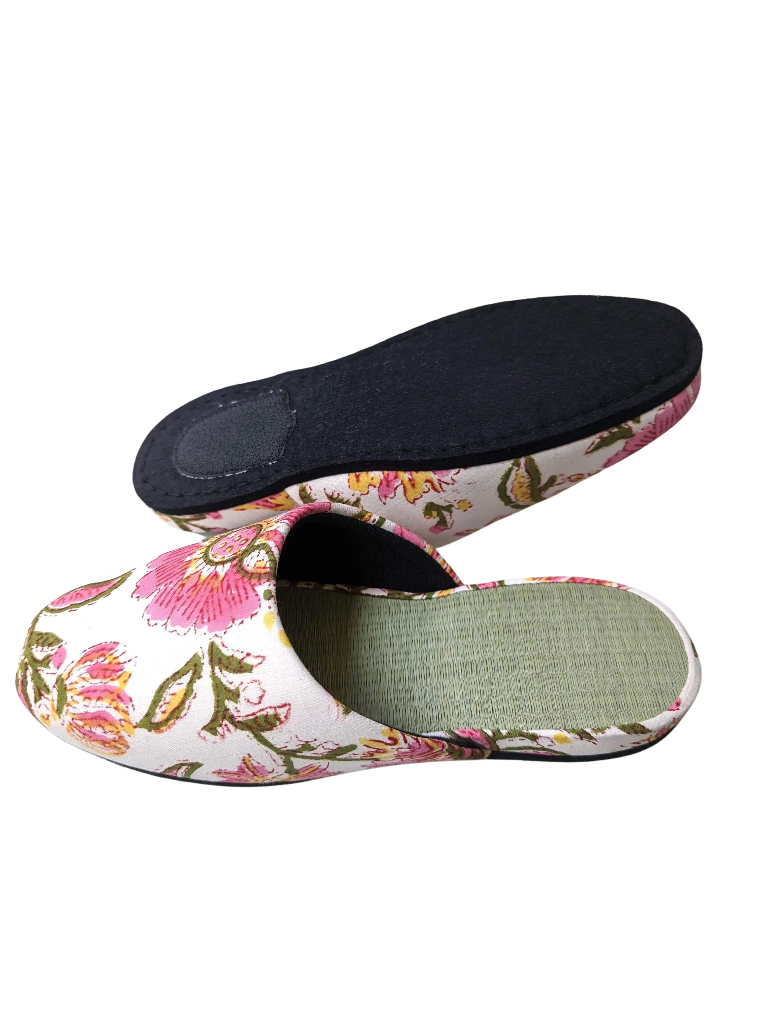 [Small] Tatami Block Printing Flowers Slippers 2023S-B