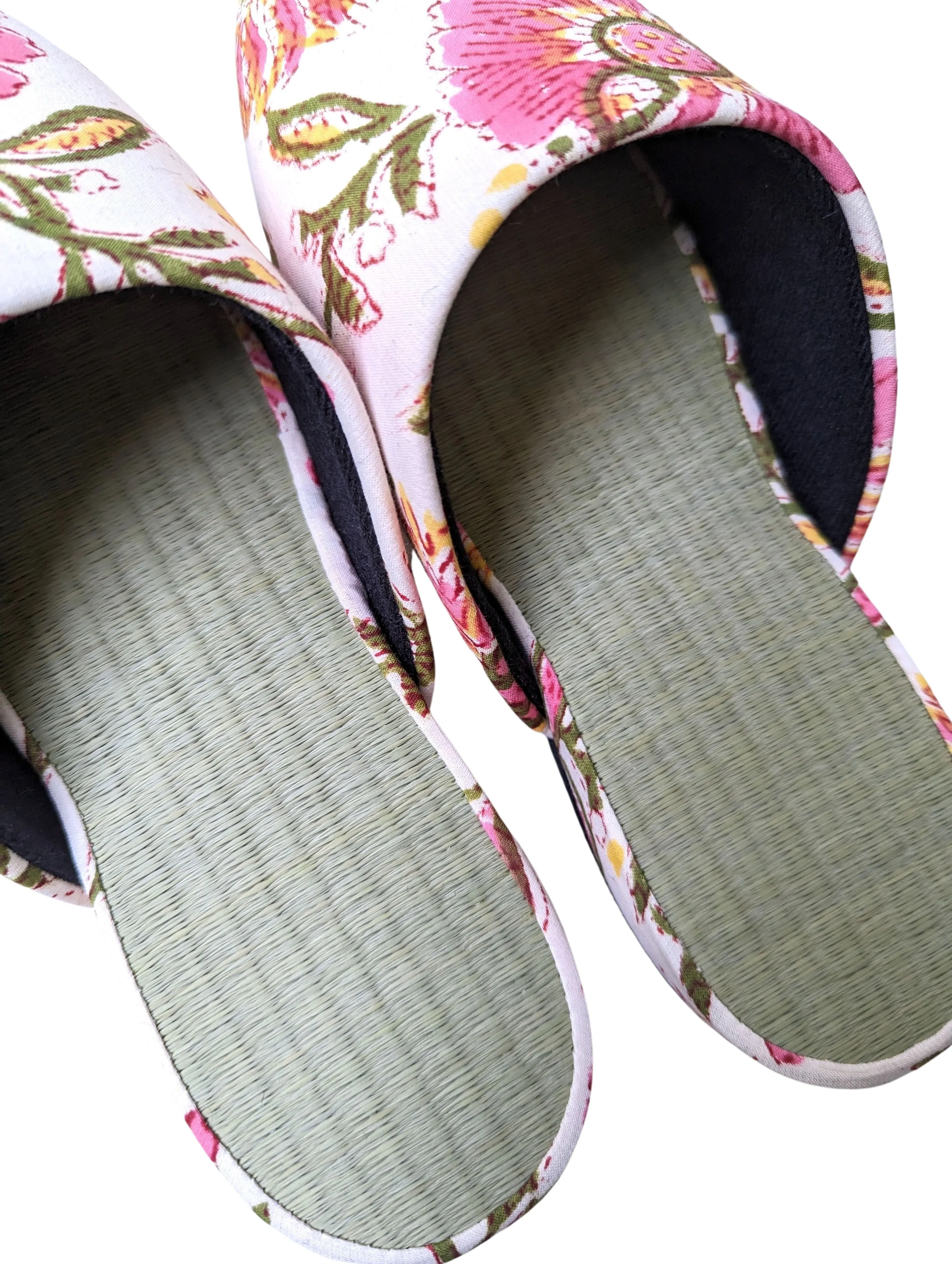 [Small] Tatami Block Printing Flowers Slippers 2023S-B