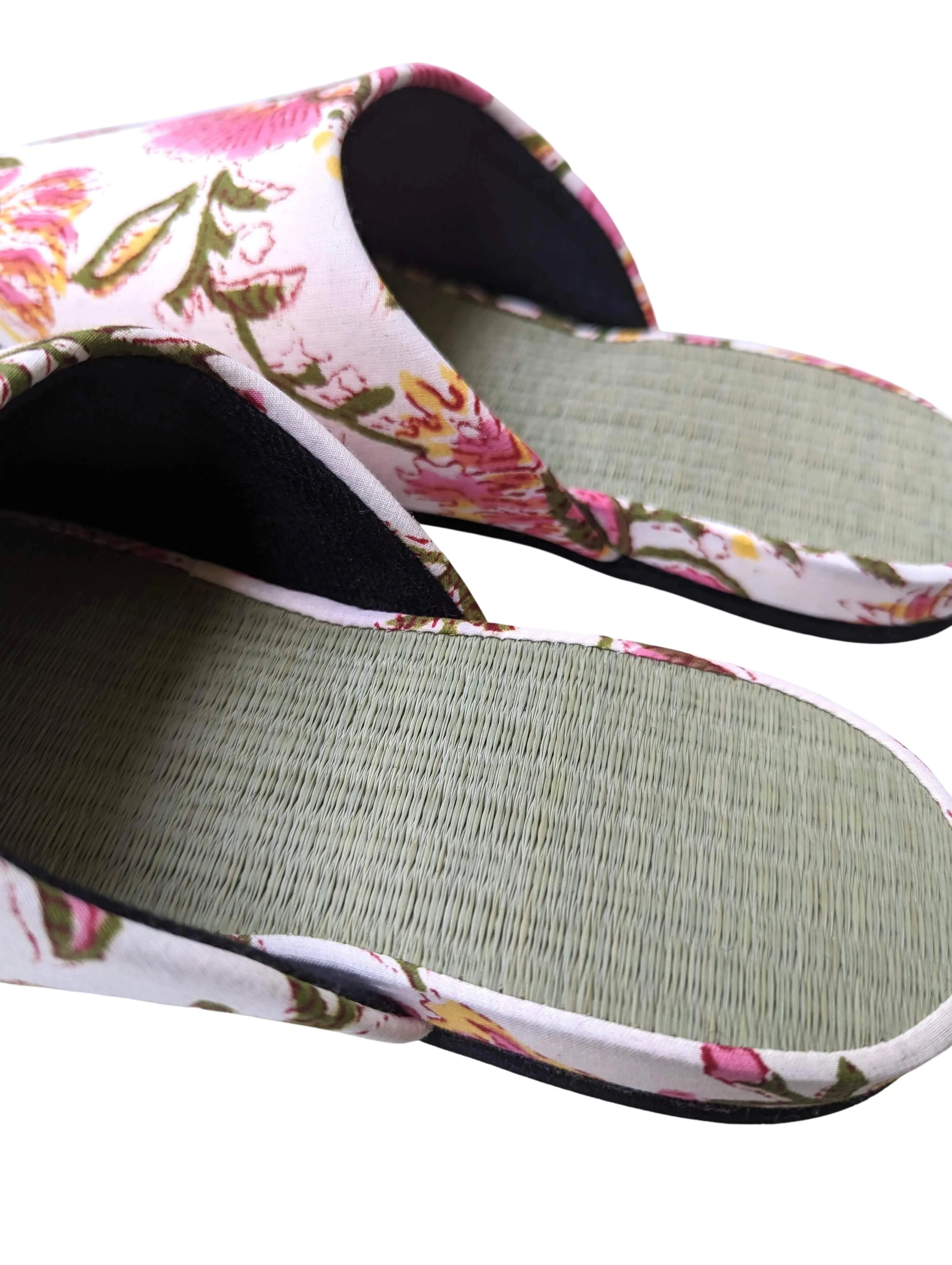 [Small] Tatami Block Printing Flowers Slippers 2023S-B