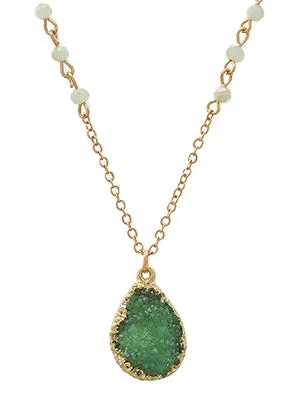 Taylor Druzy Teardrop Delicate Necklace