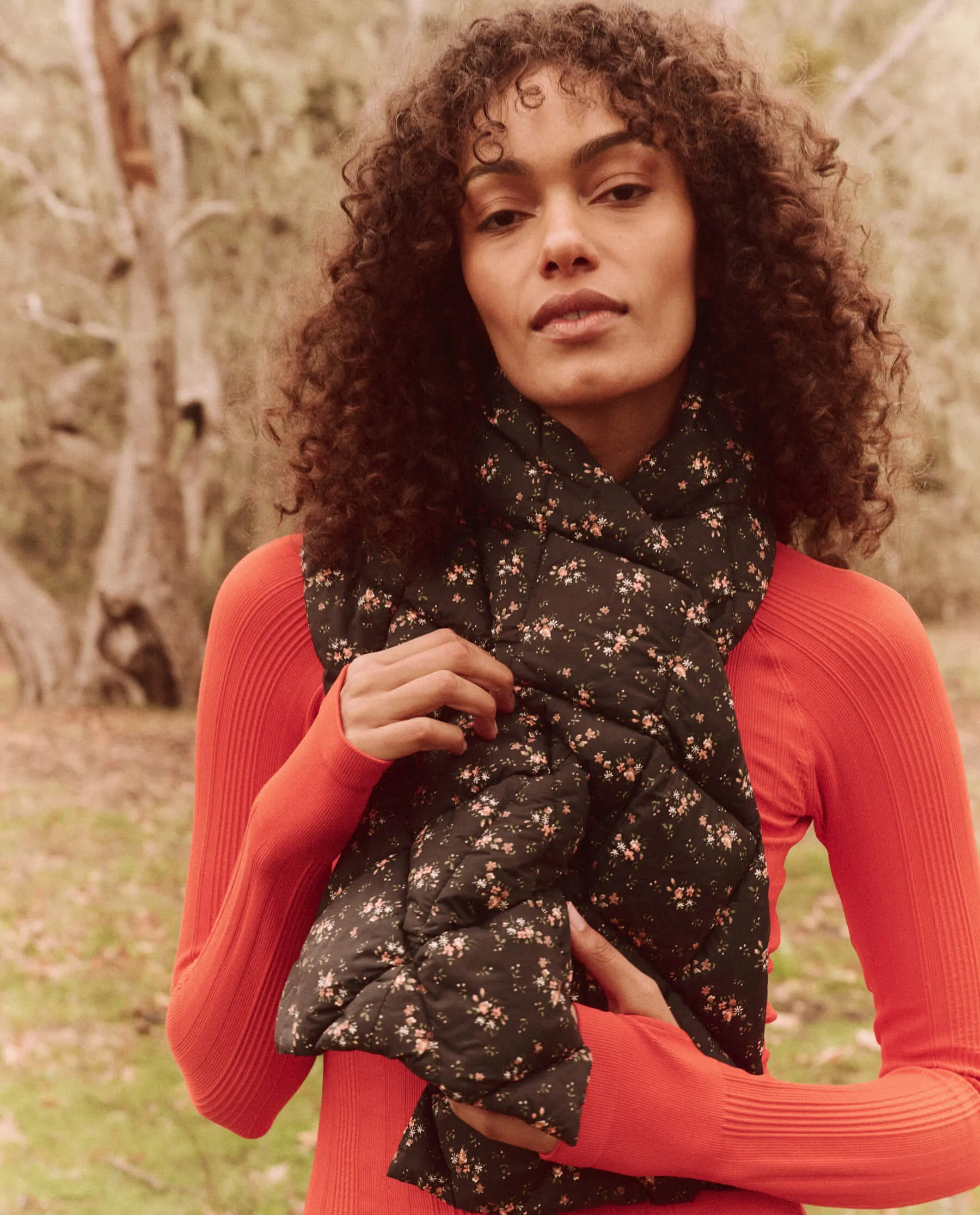 The Down Quilted Puffer Scarf. -- Wilderness Floral