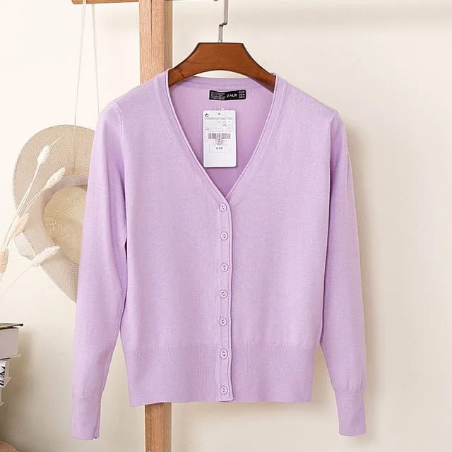 Women Knitted Cardigan Coat Autumn Winter Casual V-Neck Long Sleeve Sweater Pullovers Women Clothes