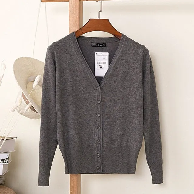 Women Knitted Cardigan Coat Autumn Winter Casual V-Neck Long Sleeve Sweater Pullovers Women Clothes