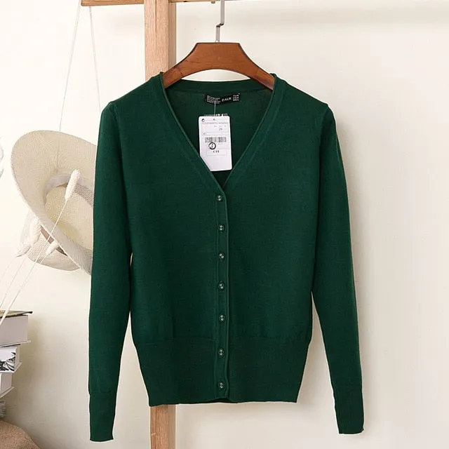 Women Knitted Cardigan Coat Autumn Winter Casual V-Neck Long Sleeve Sweater Pullovers Women Clothes