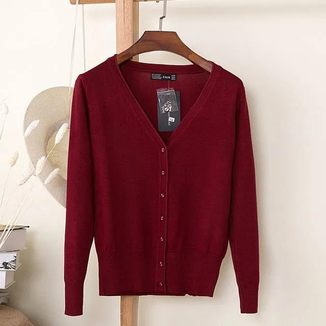 Women Knitted Cardigan Coat Autumn Winter Casual V-Neck Long Sleeve Sweater Pullovers Women Clothes