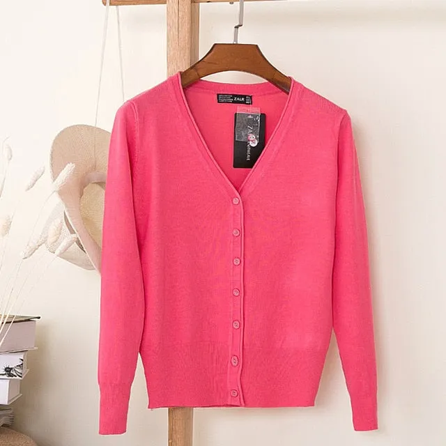 Women Knitted Cardigan Coat Autumn Winter Casual V-Neck Long Sleeve Sweater Pullovers Women Clothes